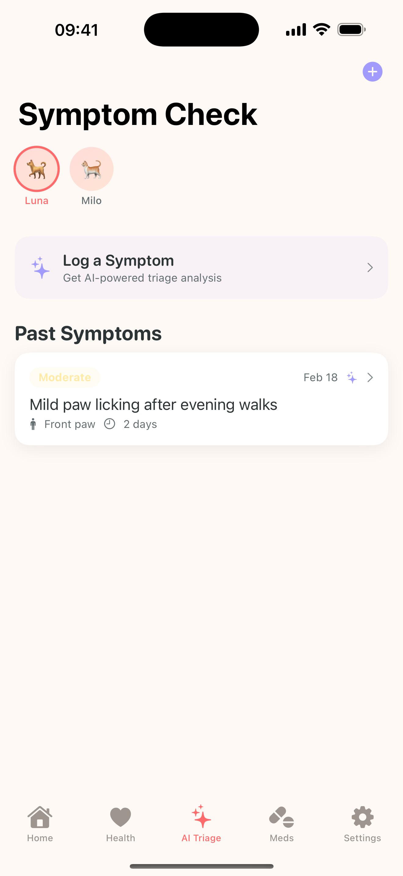 Furwell AI triage tab