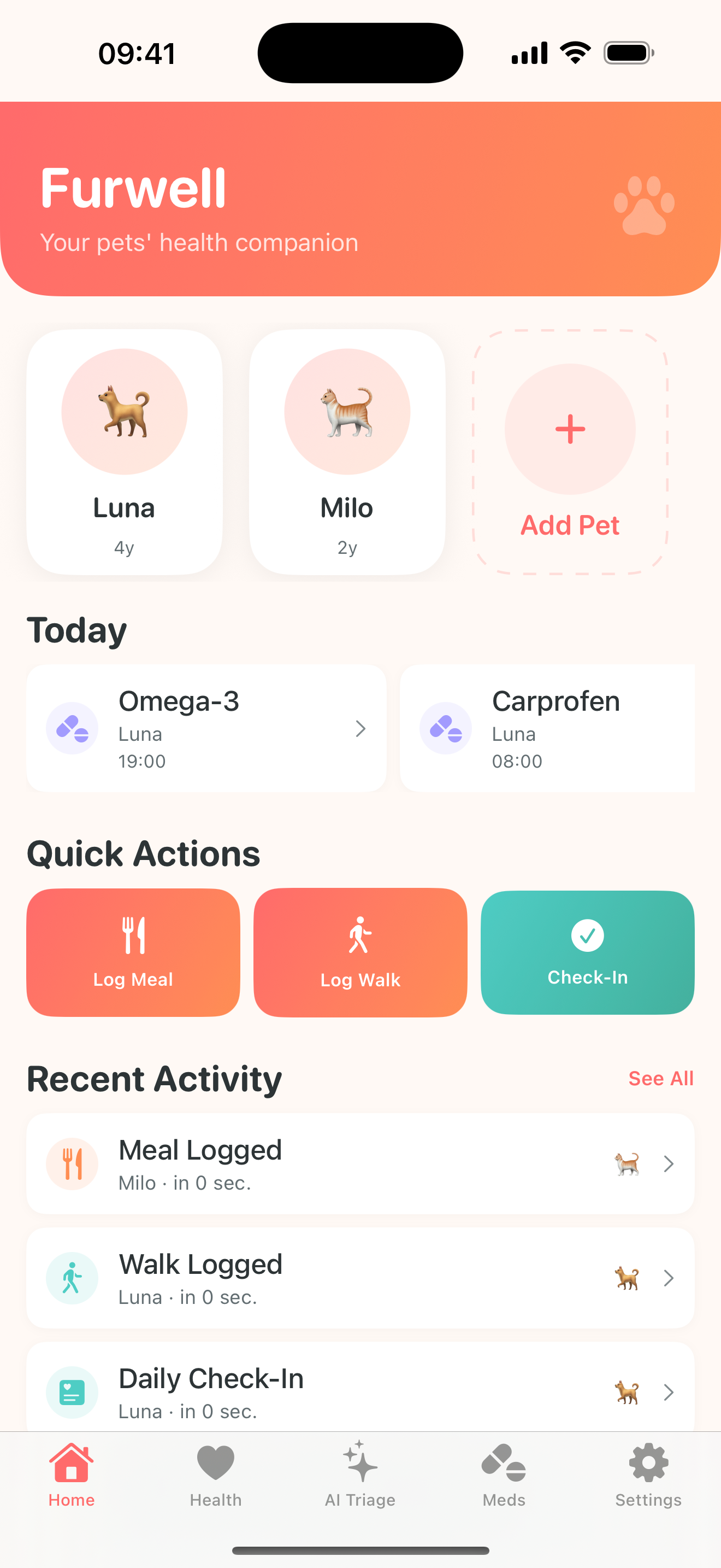 Furwell home dashboard
